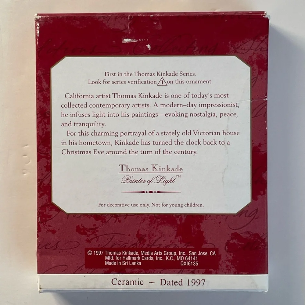 Hallmark Thomas Kinkade Victorian Christmas Ornament 1997 1st in Series w Box